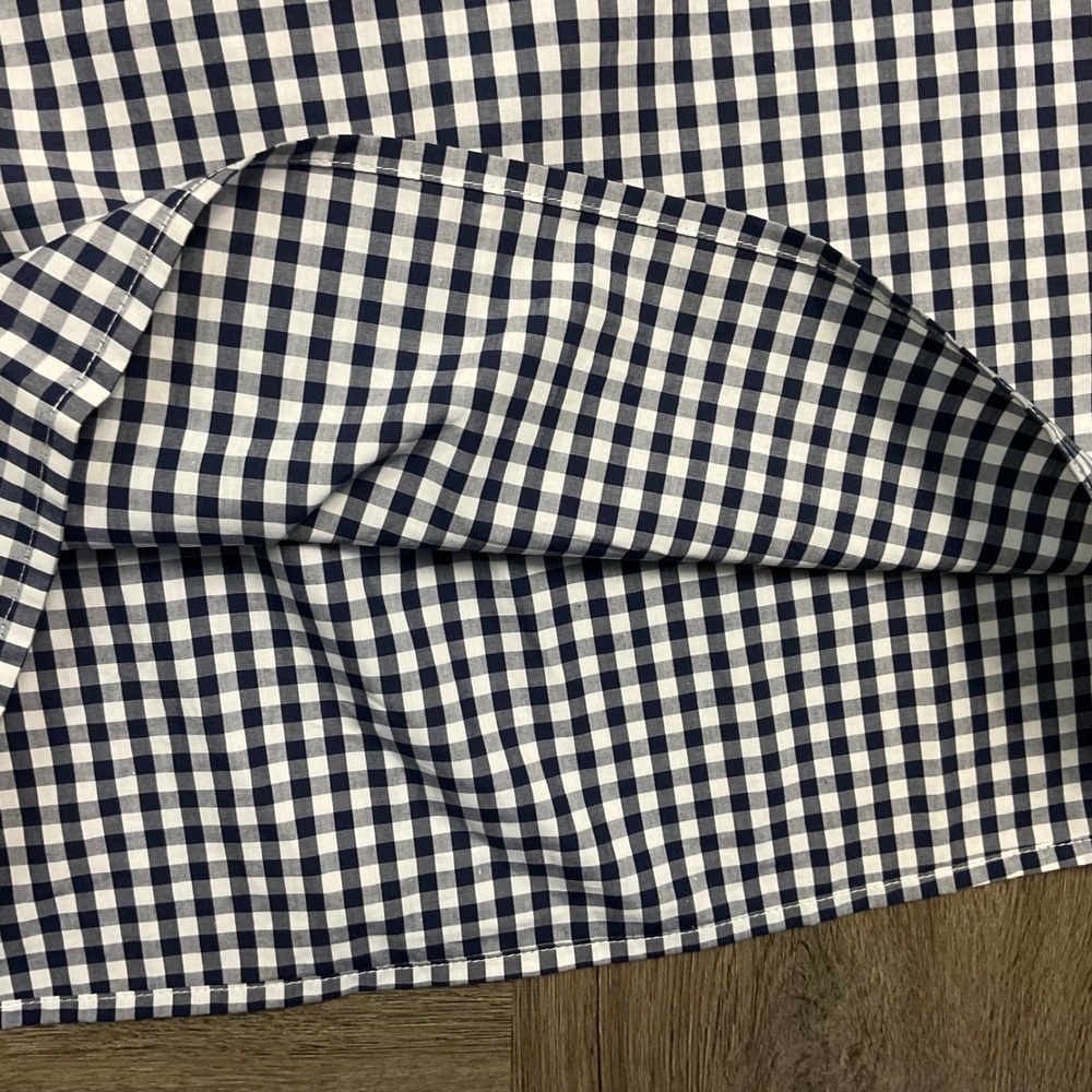 J Crew Gingham Ruffle Neck Puff Sleeve‎ Shirt Top Womens XS Navy White Preppy - Picture 4 of 6